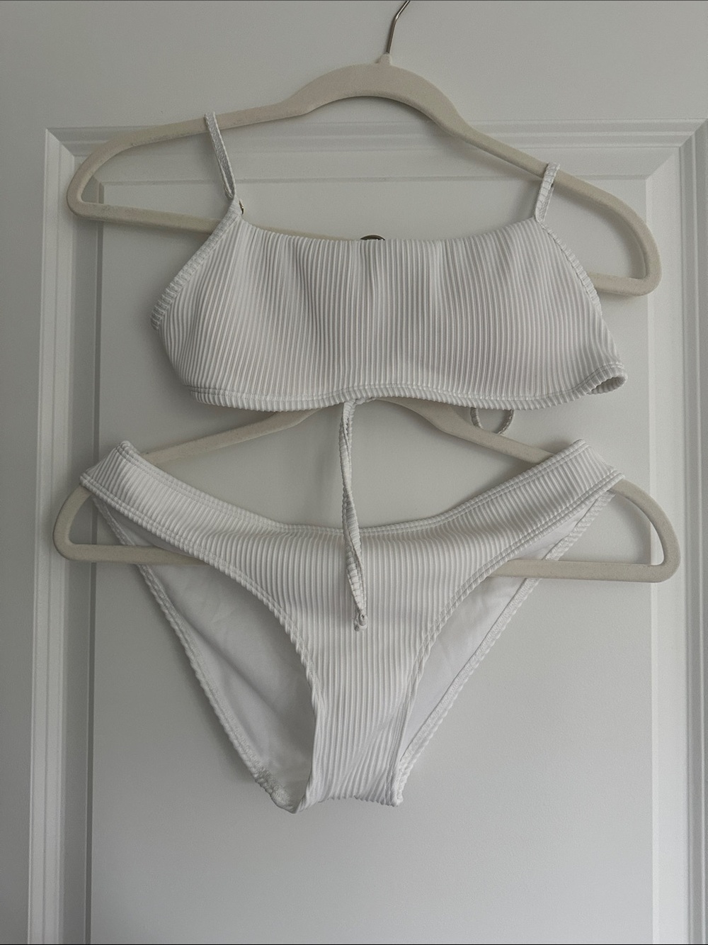 Hollister White Ribbed Bikini Set